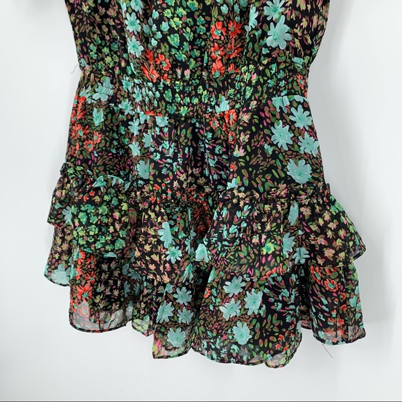 Skylar + Madison Mixed Berries Floral Smocked Mini Dress Size Medium - Picture 3 of 13